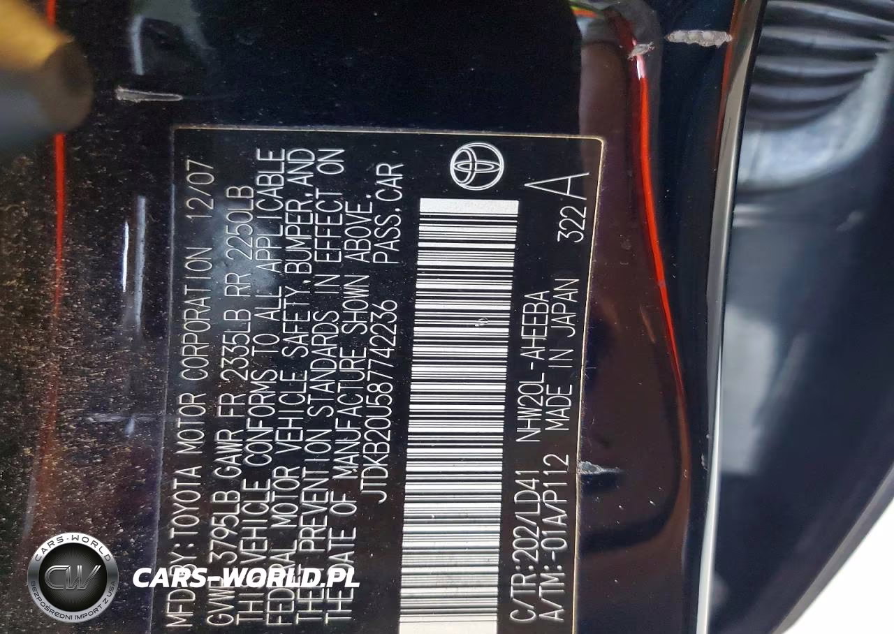 2008 Toyota Prius Base VIN:JTDKB20U587742236 - 12