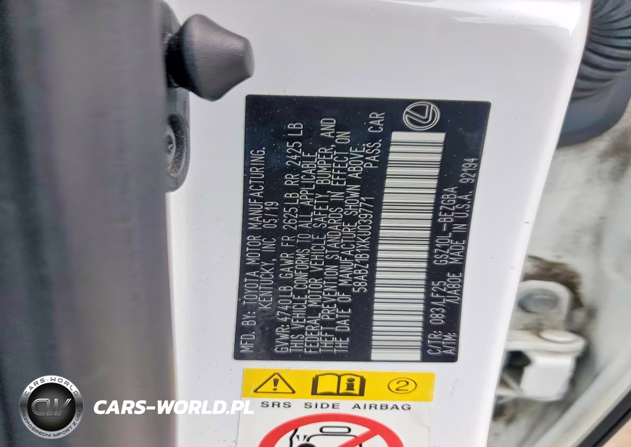 2019 Lexus Es 350 VIN:58ABZ1B1XKU039771 - 12