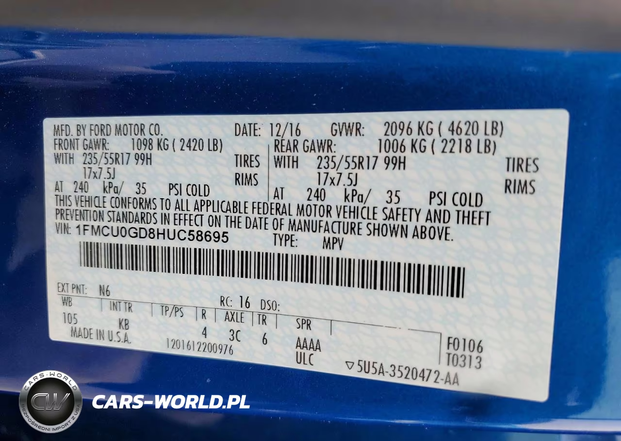 2017 Ford Escape Se VIN:1FMCU0GD8HUC58695 - 12