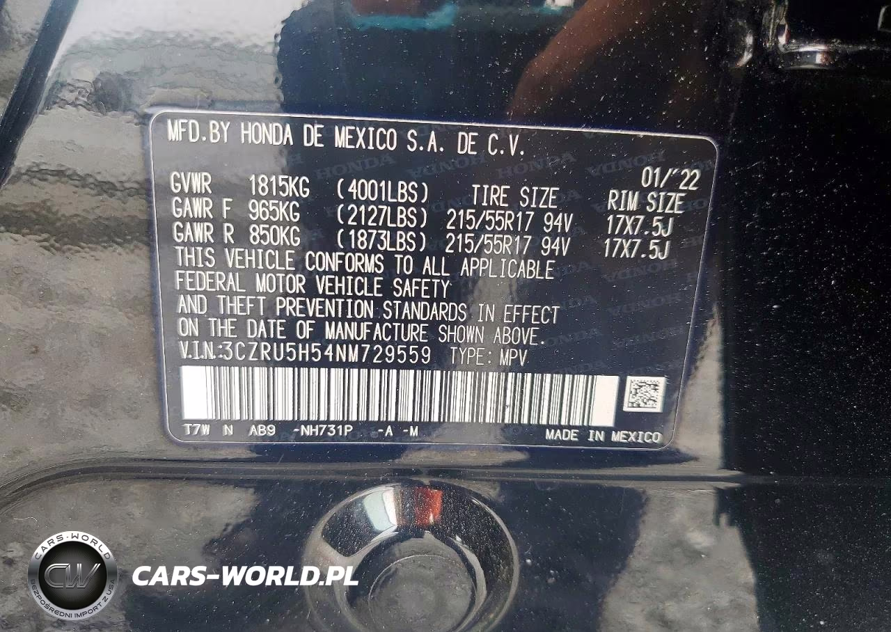 2022 Honda Hr-V Ex VIN:3CZRU5H54NM729559 - 13
