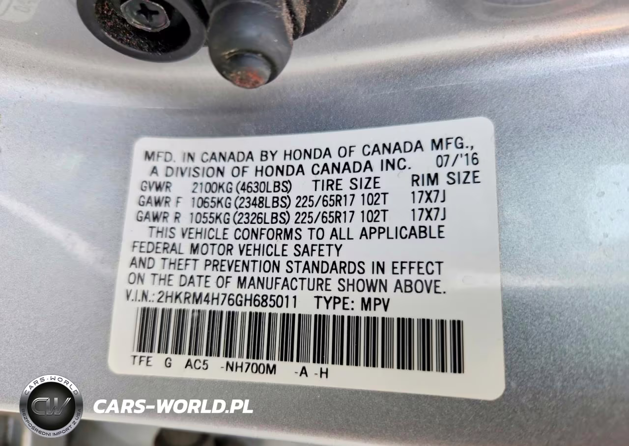 2016 Honda Cr-V Exl VIN:2HKRM4H76GH685011 - 14