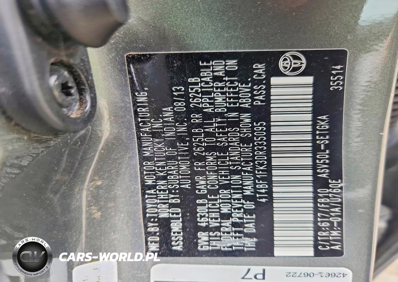 2013 Toyota Camry Xle VIN:4T4BF1FK3DR335095 - 12
