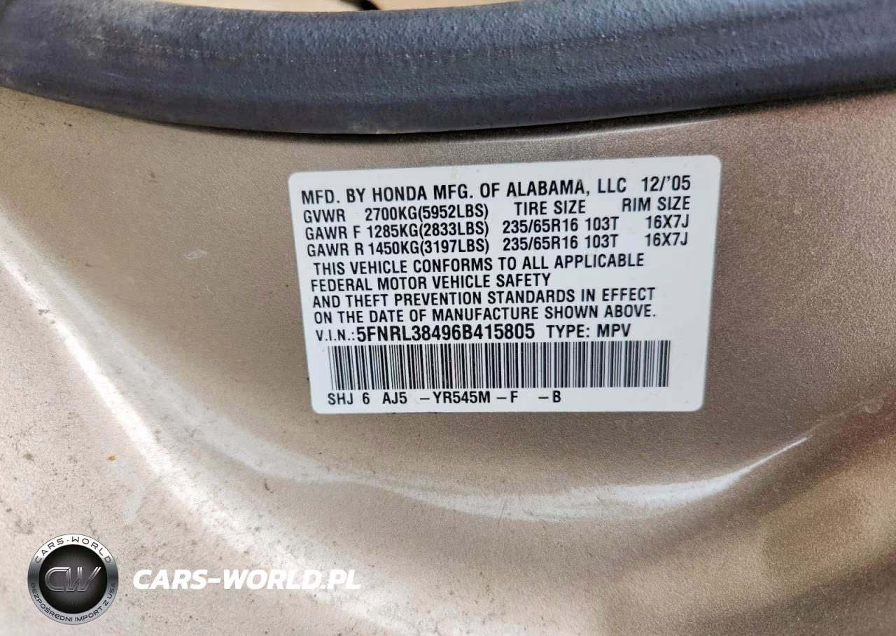2006 Honda Odyssey Ex VIN:5FNRL38496B415805 - 13
