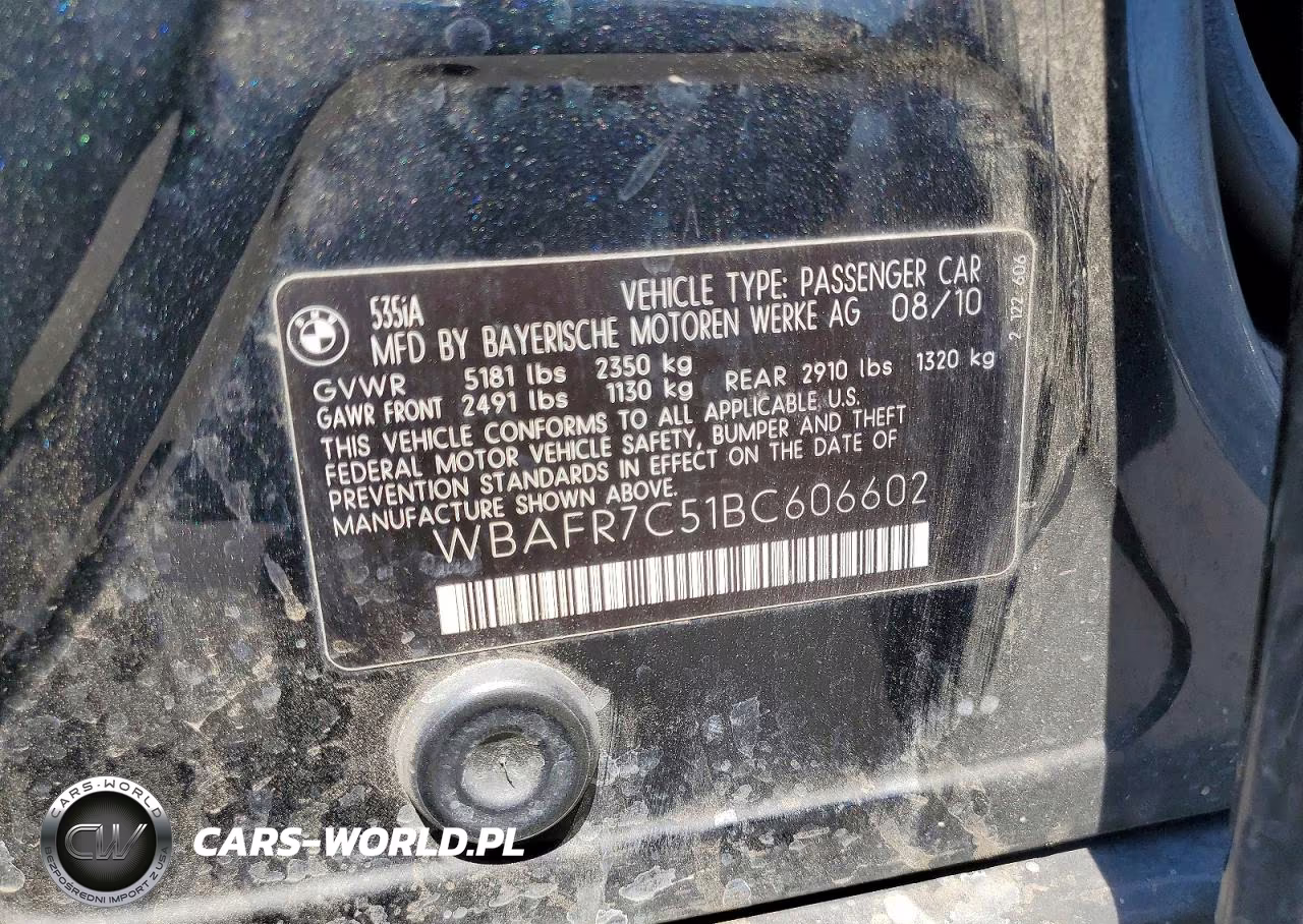 2011 BMW 535 I VIN:WBAFR7C51BC606602 - 12