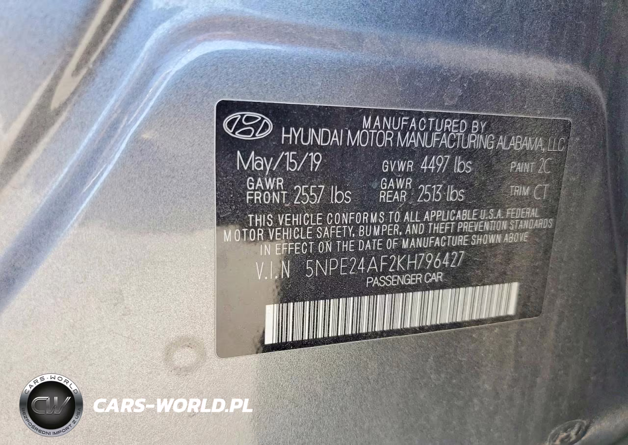 2019 Hyundai Sonata Se VIN:5NPE24AF2KH796427 - 12