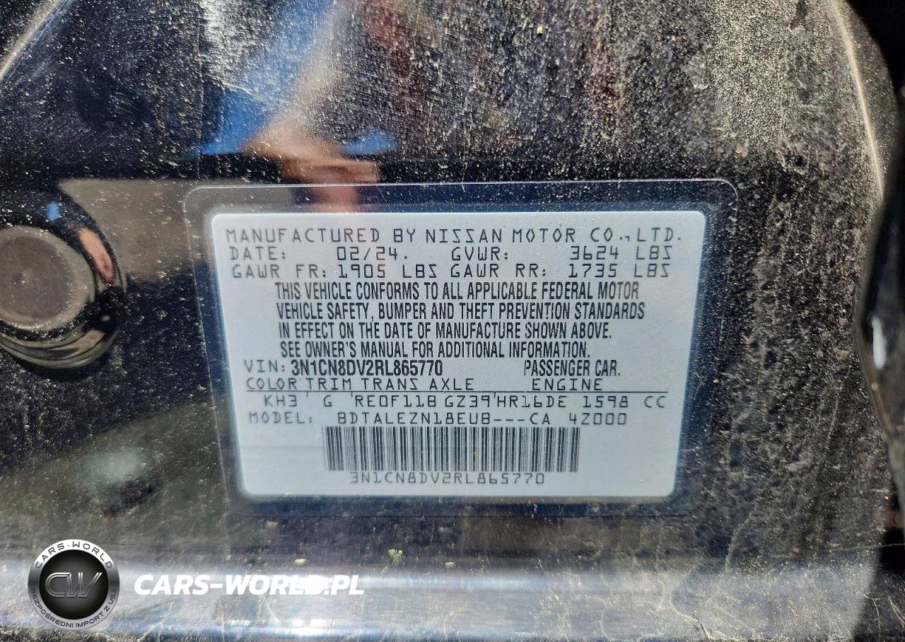 2024 Nissan Versa S VIN:3N1CN8DV2RL865770 - 12