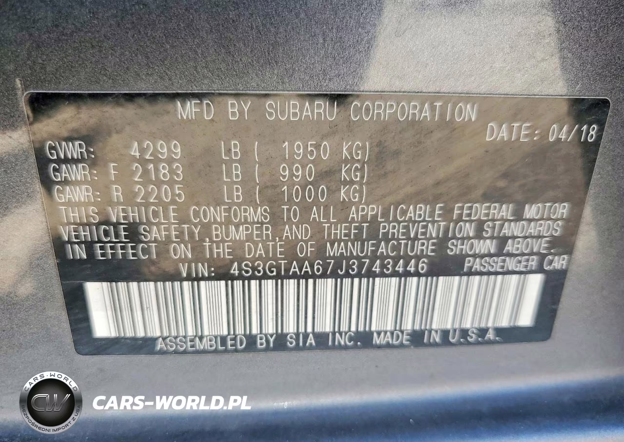 2018 Subaru Impreza VIN:4S3GTAA67J3743446 - 12