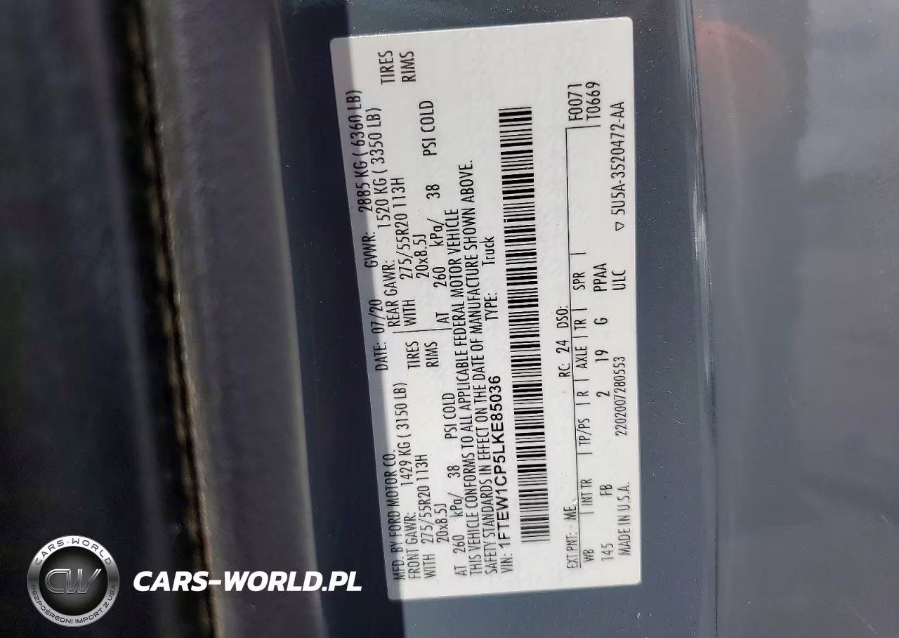 2020 Ford F150 Supercrew VIN:1FTEW1CP5LKE85036 - 12