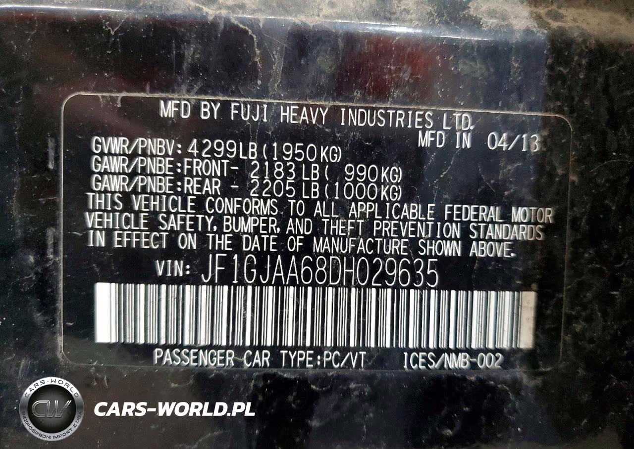 2013 Subaru Impreza VIN:JF1GJAA68DH029635 - 12
