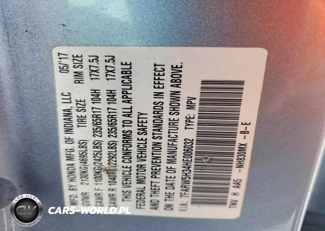 2017 Honda Cr-V Lx VIN:7FARW5H34HE006032 - 13