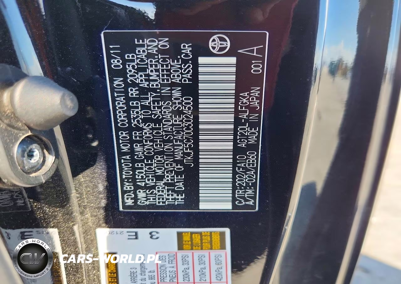 2012 Scion Tc Base VIN:JTKJF5C70C3024500 - 12
