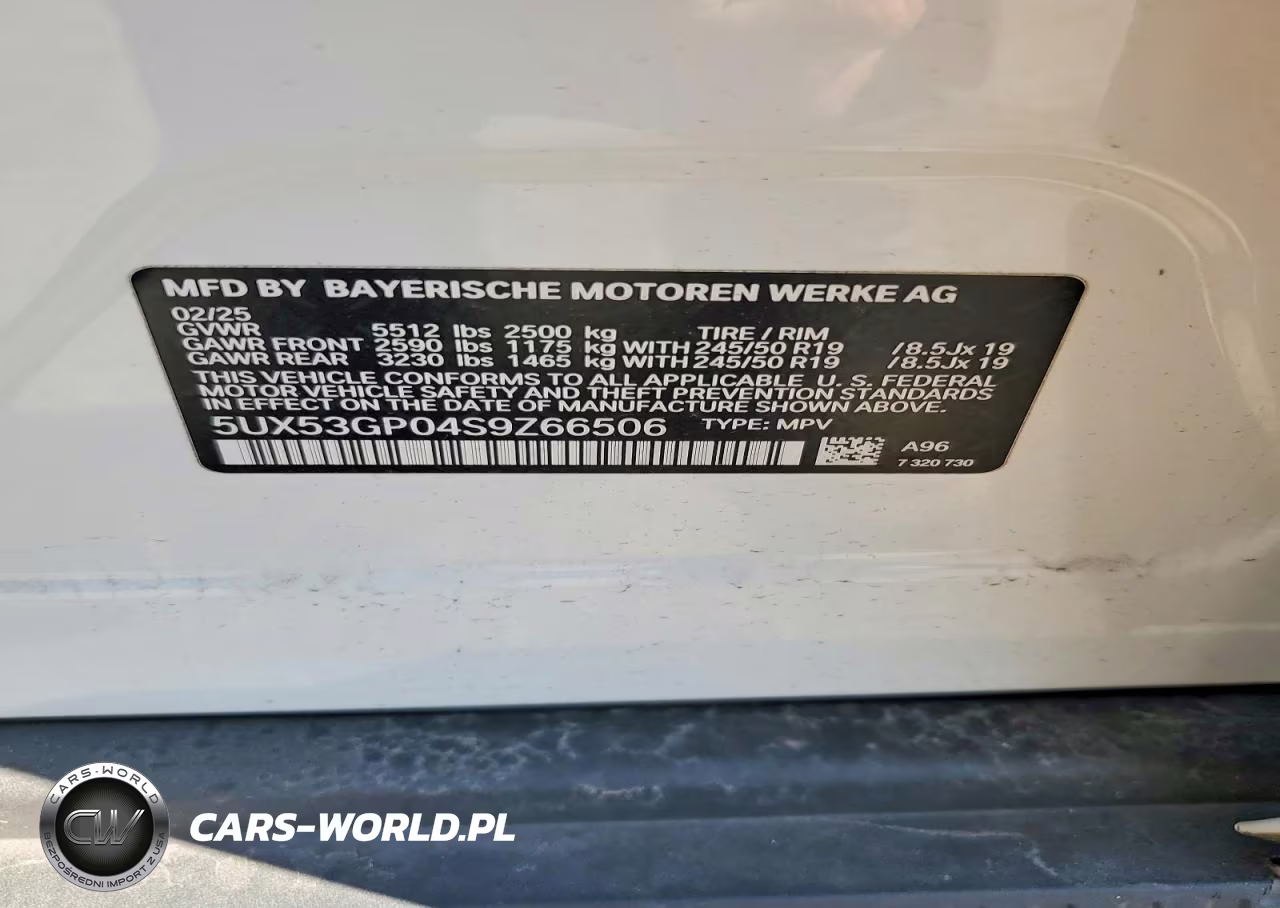 2025 BMW X3 VIN:5UX53GP04S9Z66506 - 14