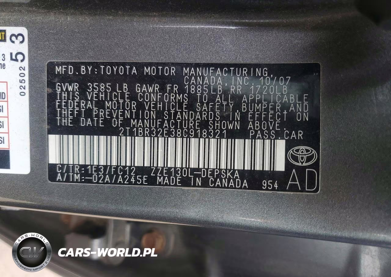 2008 Toyota Corolla S VIN:2T1BR32E38C918321 - 13