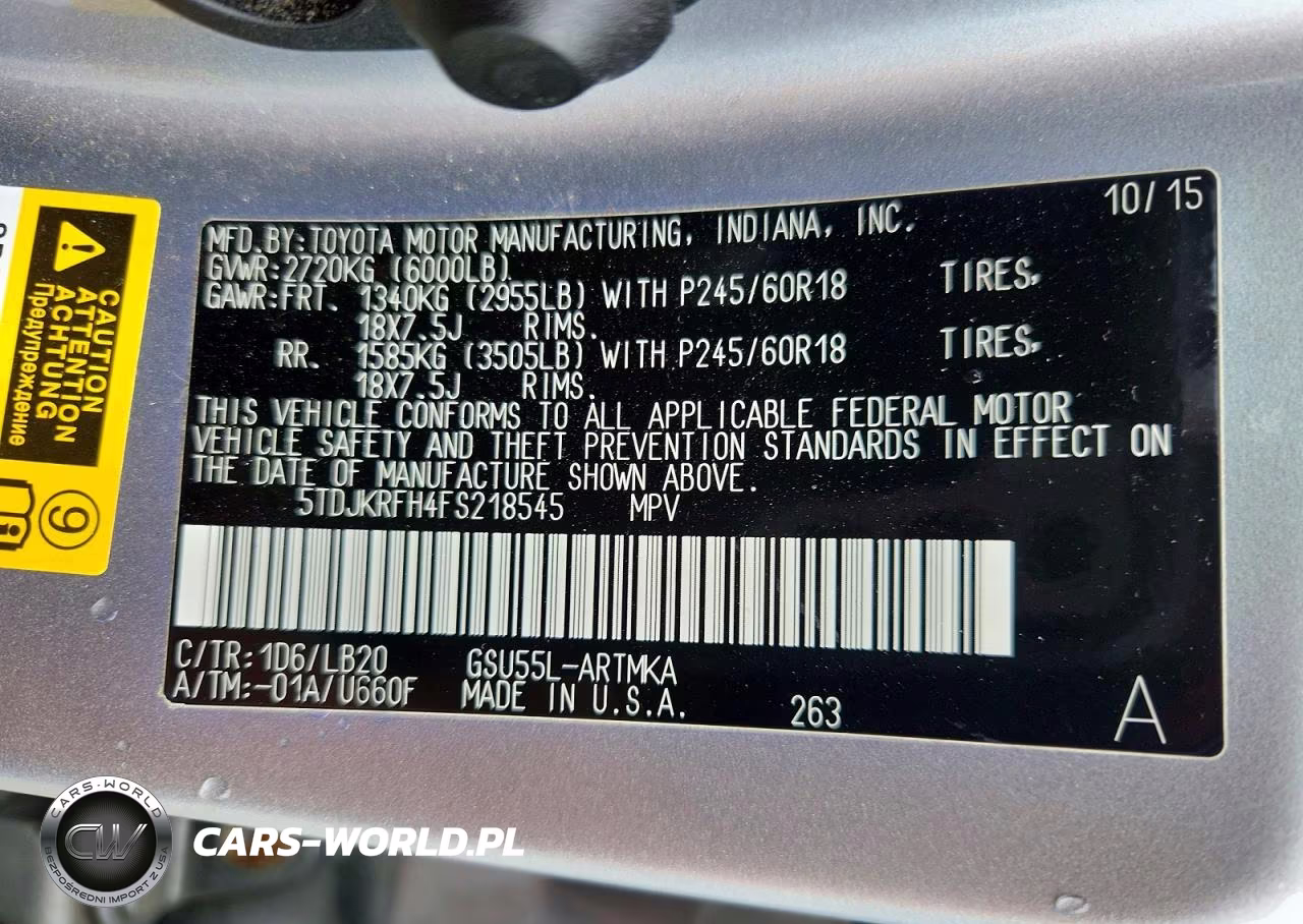 2015 Toyota Highlander Xle VIN:5TDJKRFH4FS218545 - 14