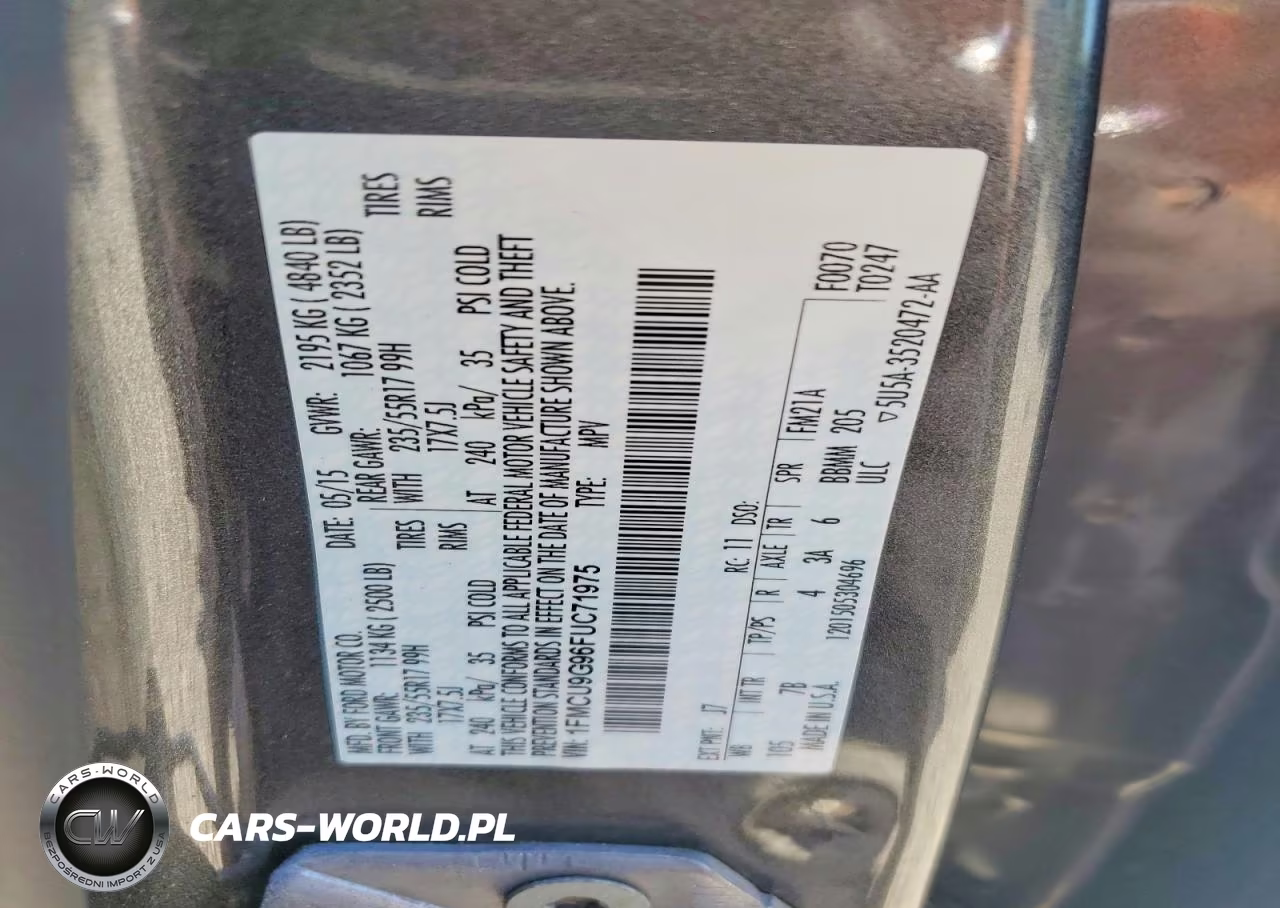 2015 Ford Escape Se VIN:1FMCU9G96FUC71975 - 14