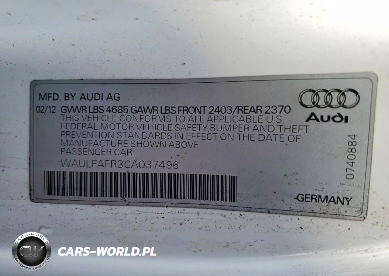 2012 Audi A5 Premium Plus VIN:WAULFAFR3CA037496 - 12