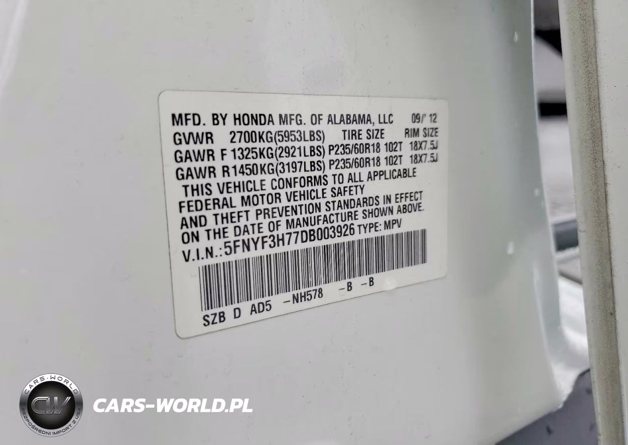 2013 Honda Pilot Exln VIN:5FNYF3H77DB003926 - 13