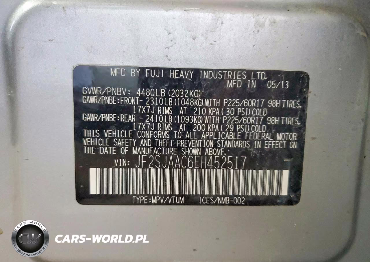 2014 Subaru Forester 2.5I VIN:JF2SJAAC6EH452517 - 13