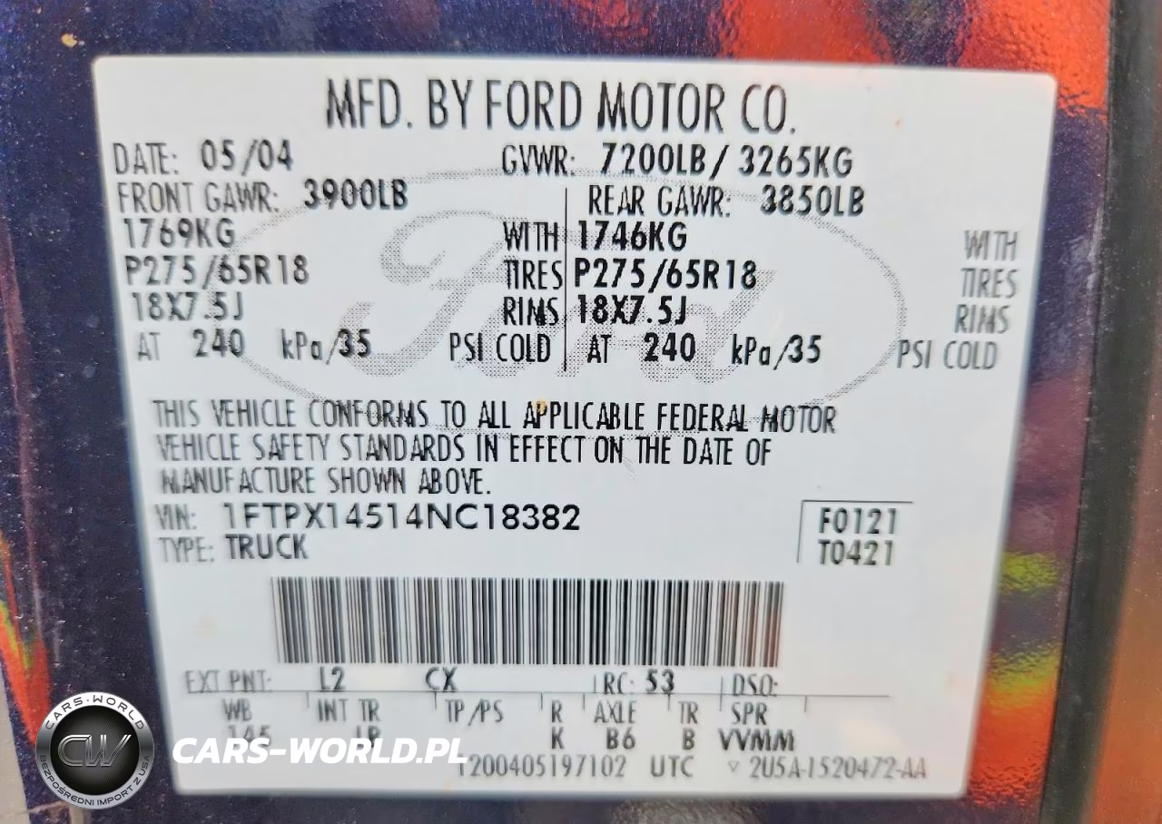 2004 Ford F150 VIN:1FTPX14514NC18382 - 12