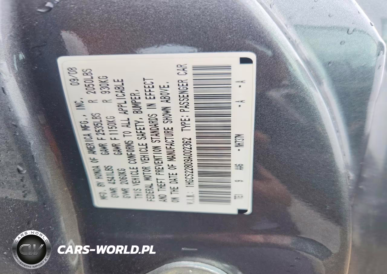 2009 Honda Accord Exl VIN:1HGCS22809A002362 - 12