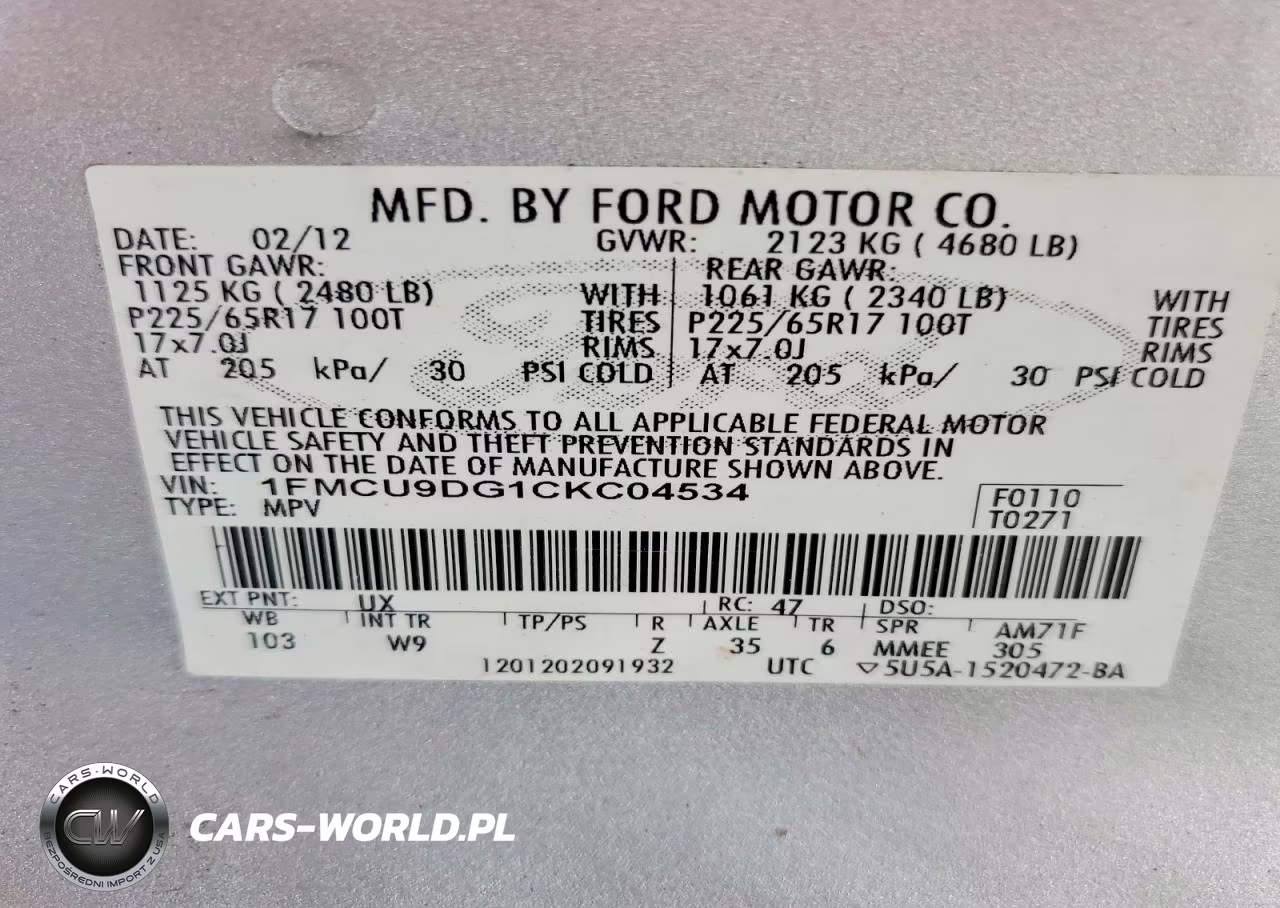2012 Ford Escape VIN:1FMCU9DG1CKC04534 - 13