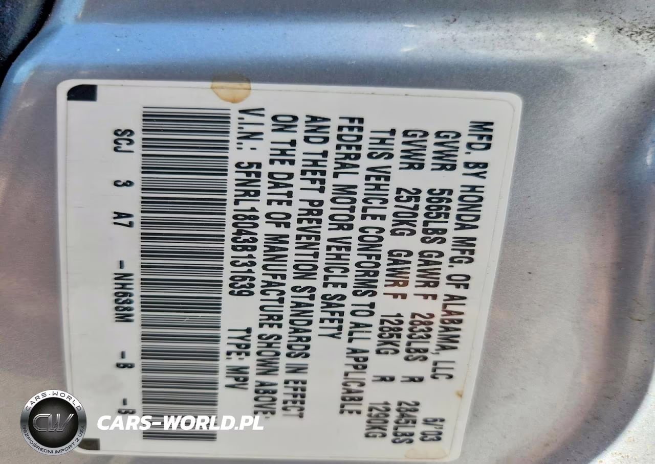 2003 Honda Odyssey Exl VIN:5FNRL18043B131639 - 14