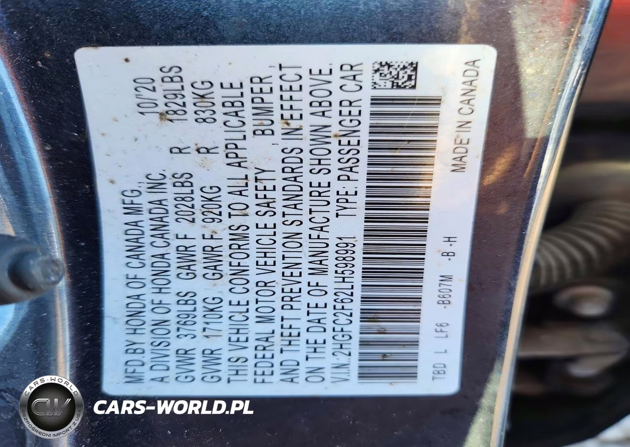 2020 Honda Civic Lx VIN:2HGFC2F62LH598991 - 12