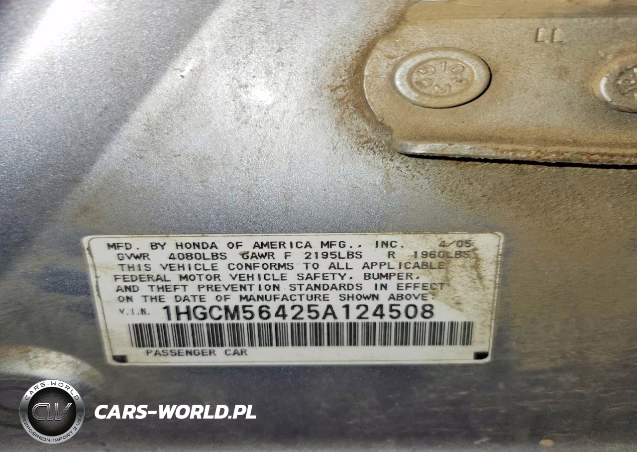 2005 Honda Accord Lx VIN:1HGCM56425A124508 - 12
