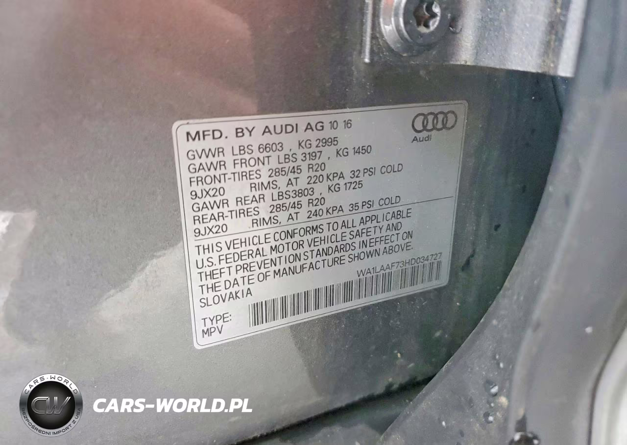 2017 Audi Q7 Premium Plus VIN:WA1LAAF73HD034727 - 12
