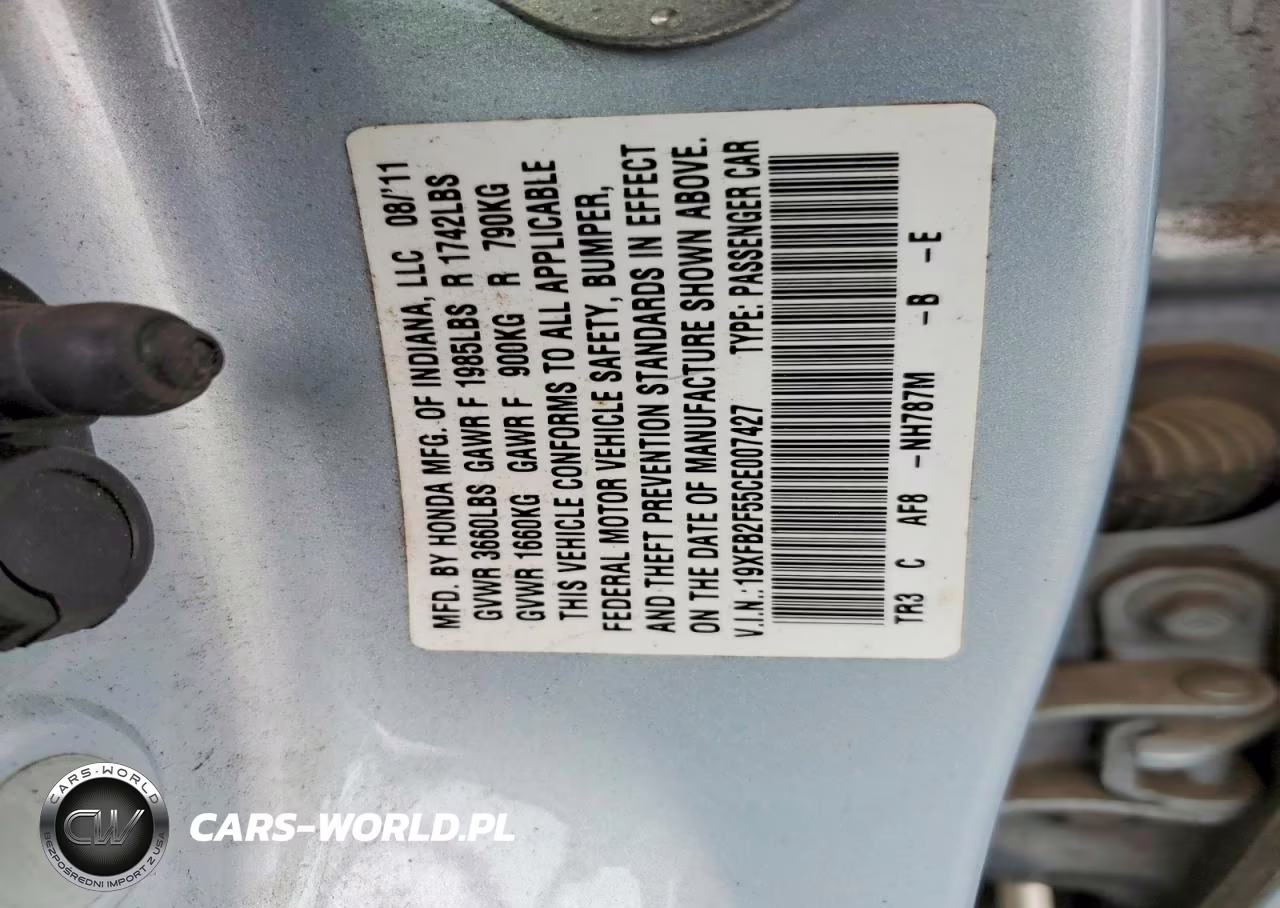 2012 Honda Civic Lx VIN:19XFB2F55CE007427 - 12