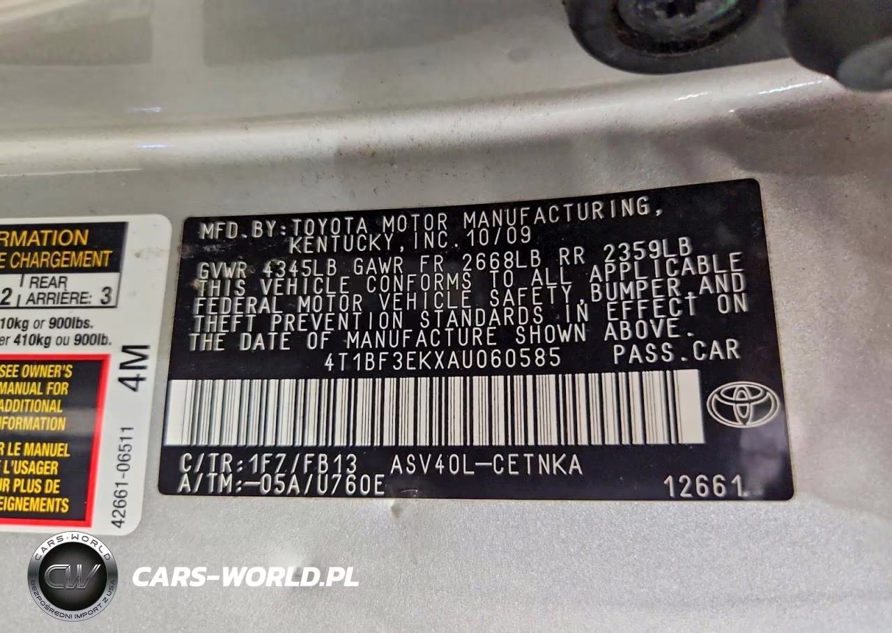 2010 Toyota Camry Le VIN:4T1BF3EKXAU060585 - 12