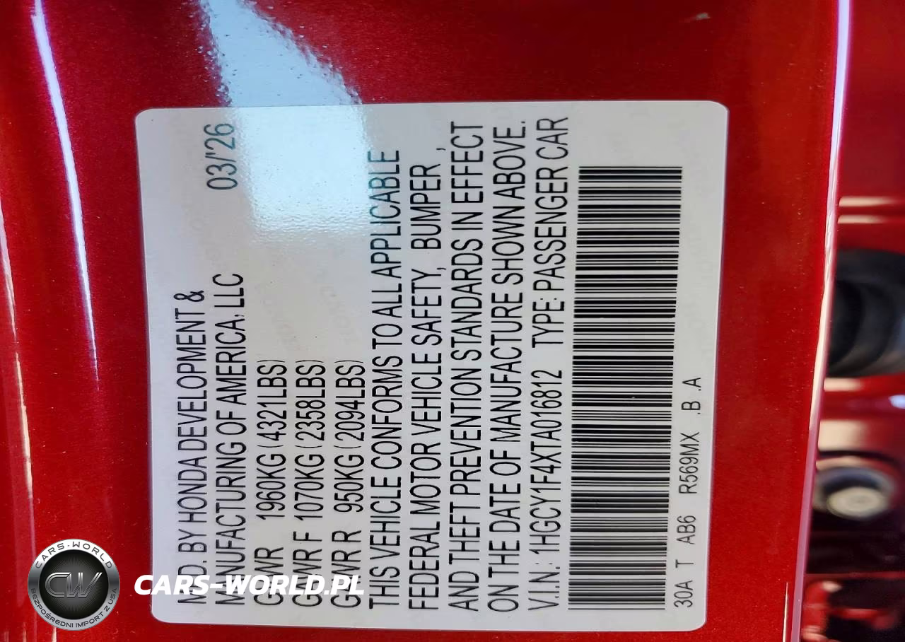 2026 Honda Accord Se VIN:1HGCY1F4XTA016812 - 12