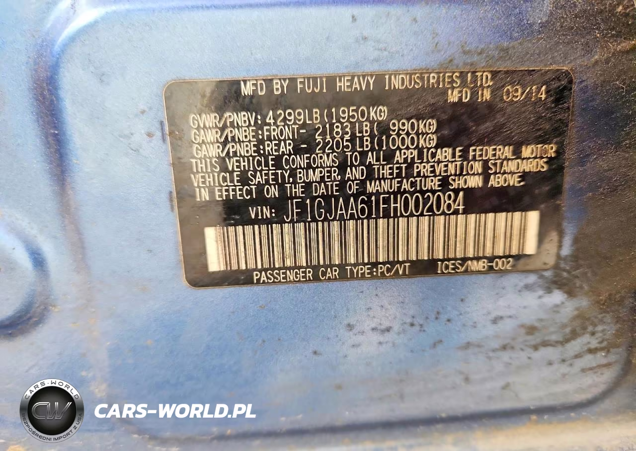 2015 Subaru Impreza VIN:JF1GJAA61FH002084 - 13