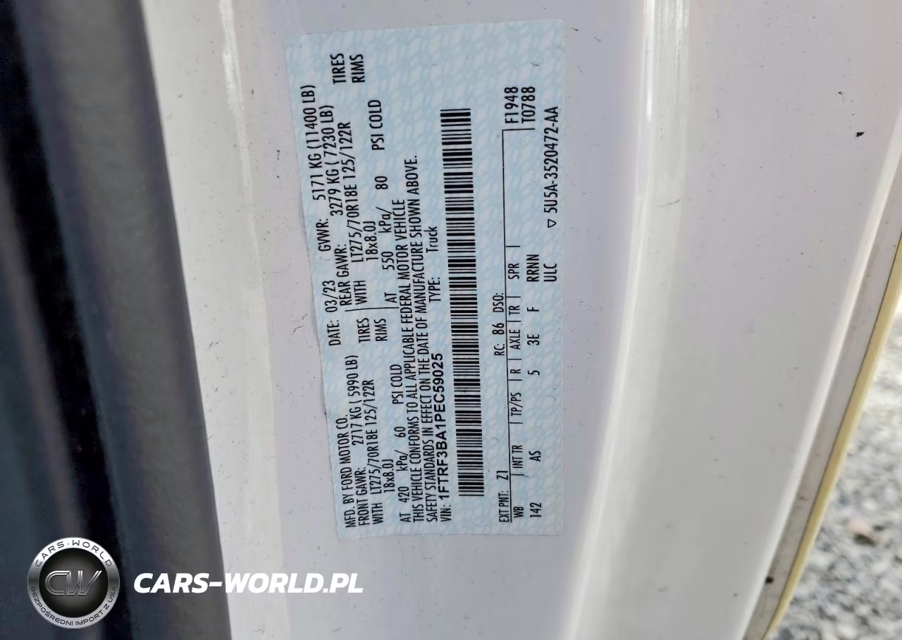 2023 Ford F350 Super Duty VIN:1FTRF3BA1PEC59025 - 12