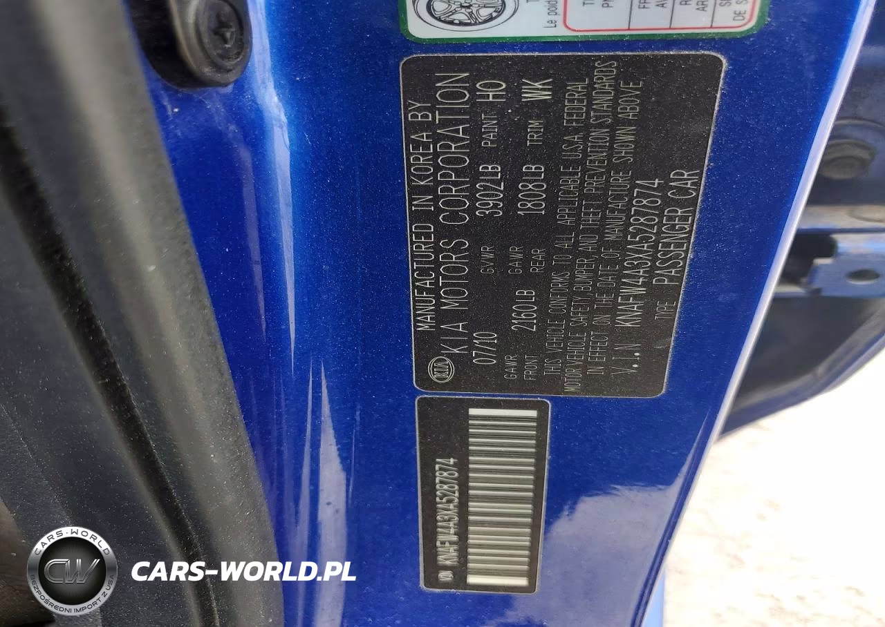 2010 Kia Forte Sx VIN:KNAFW4A3XA5287874 - 12