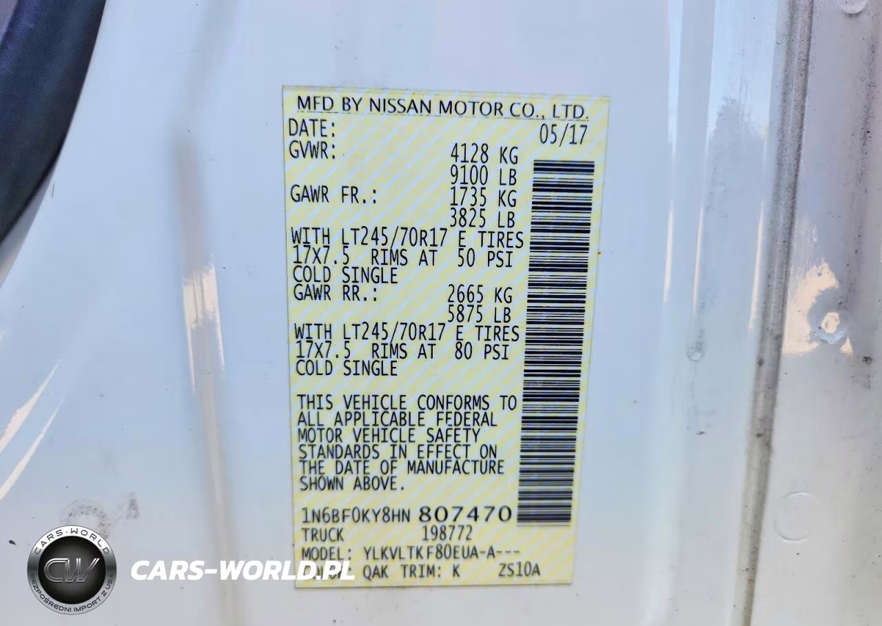 2017 Nissan Nv 2500 Hd Sv VIN:1N6BF0KY8HN807470 - 13