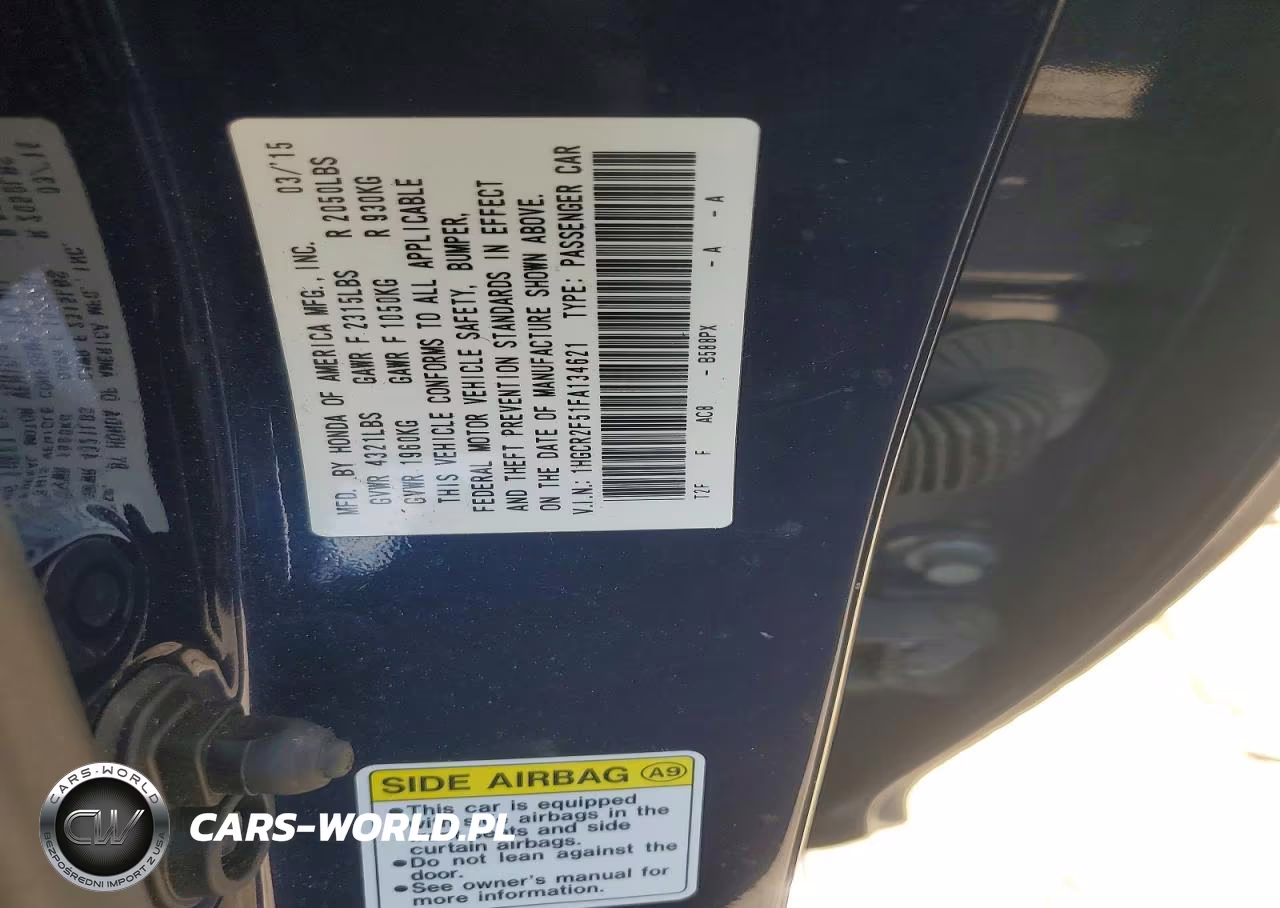 2015 Honda Accord Sport VIN:1HGCR2F51FA134621 - 12