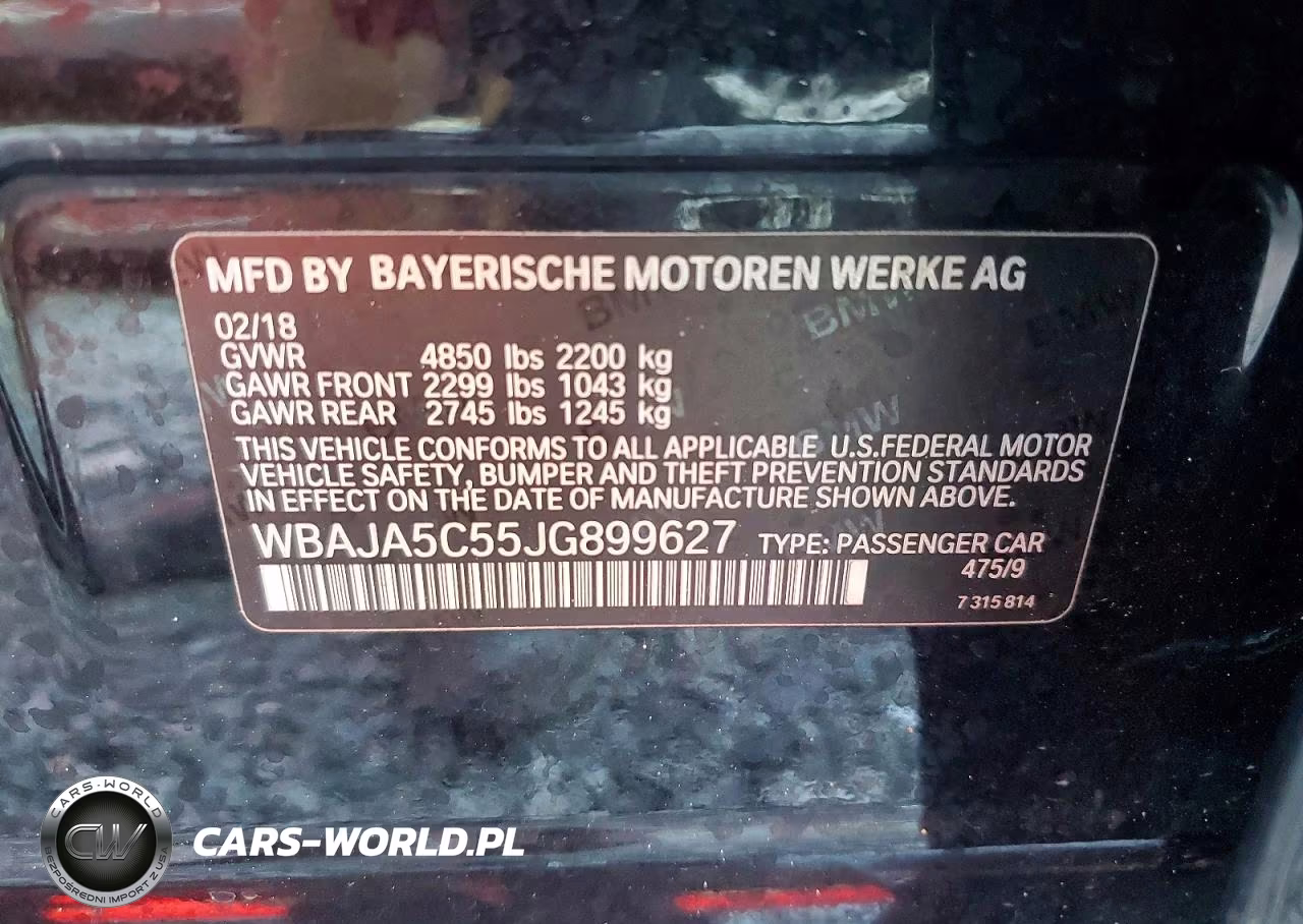 2018 BMW 530 I VIN:WBAJA5C55JG899627 - 12