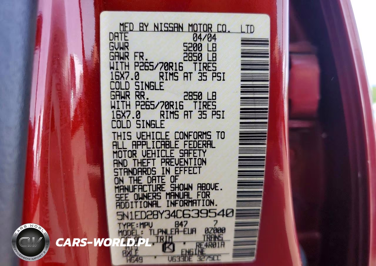 2004 Nissan Xterra Xe VIN:5N1ED28Y34C639540 - 14