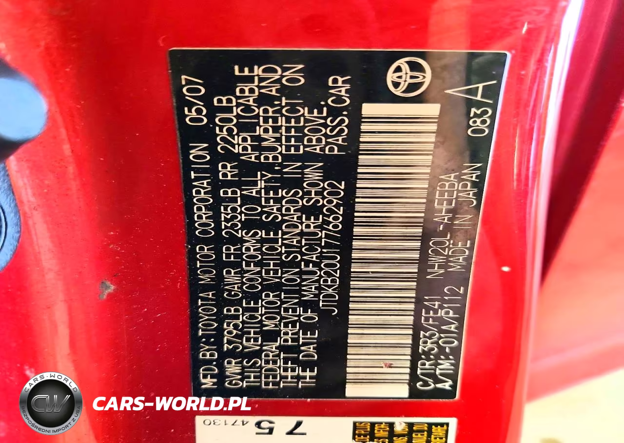 2007 Toyota Prius Base VIN:JTDKB20U177662902 - 12