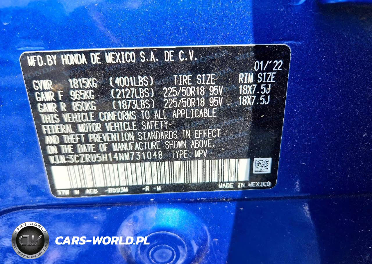 2022 Honda Hr-V Sport VIN:3CZRU5H14NM731048 - 13