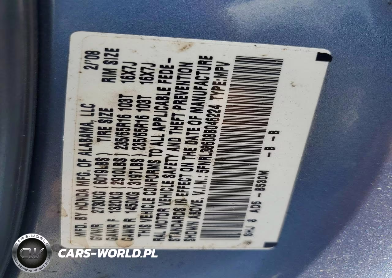 2008 Honda Odyssey Exl VIN:5FNRL38608B046224 - 13
