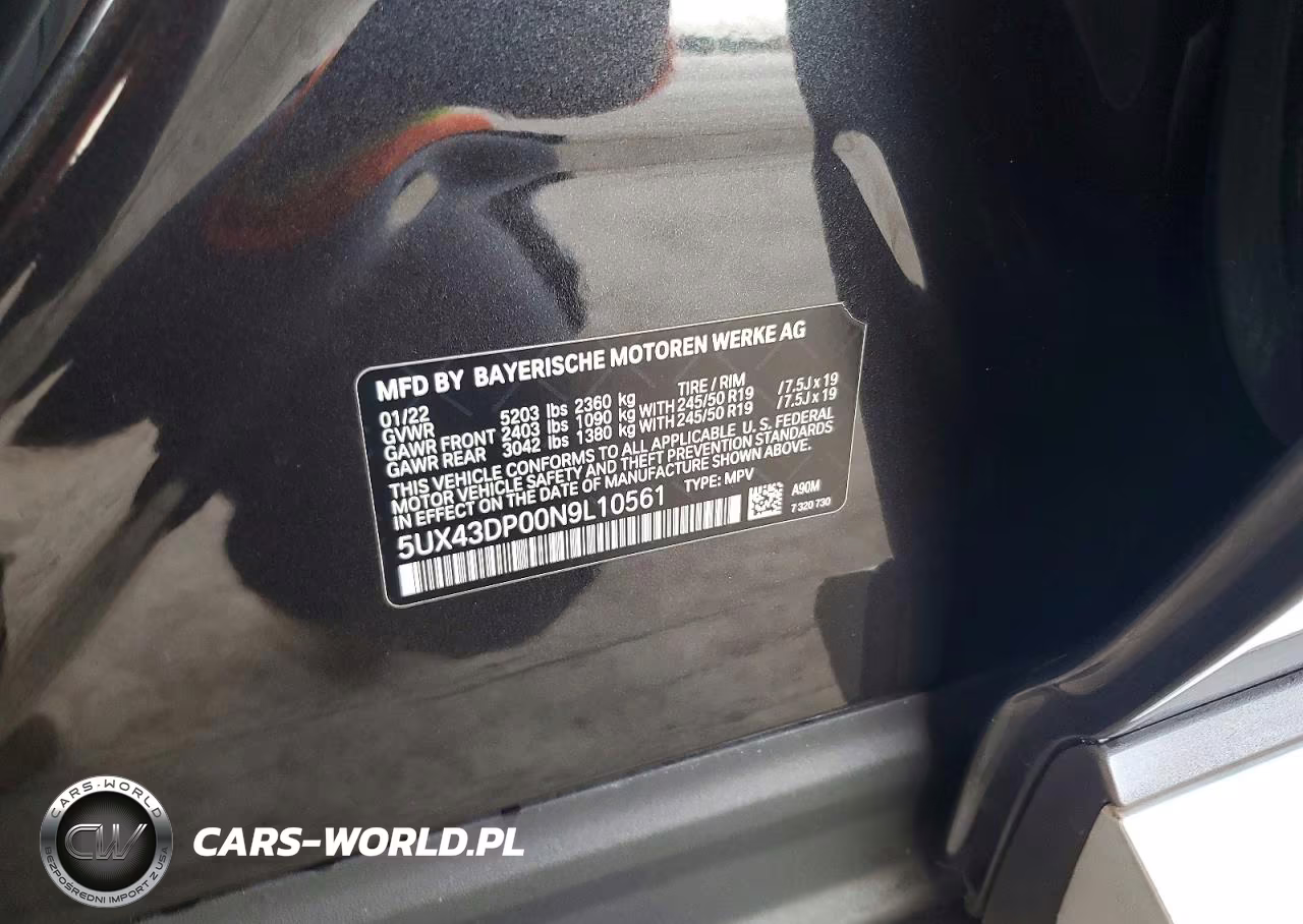 2022 BMW X3 Sdrive30I VIN:5UX43DP00N9L10561 - 13