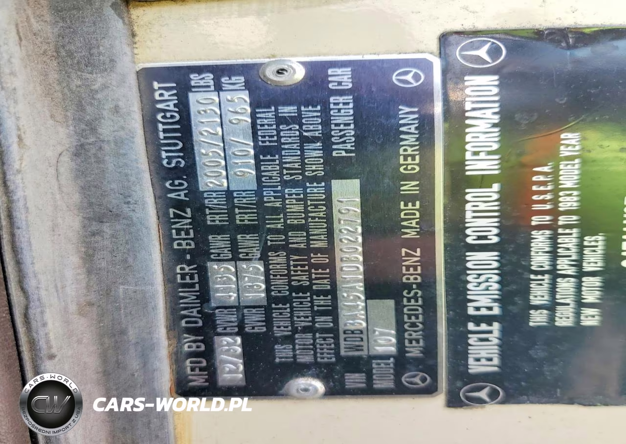 1983 Mercedes-Benz 380 Sl VIN:WDBBA45A1DB022791 - 12
