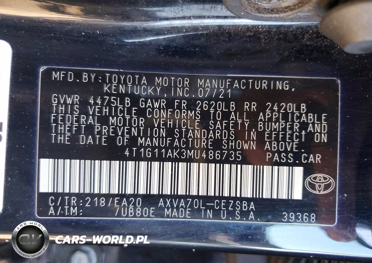 2021 Toyota Camry Se VIN:4T1G11AK3MU486735 - 12