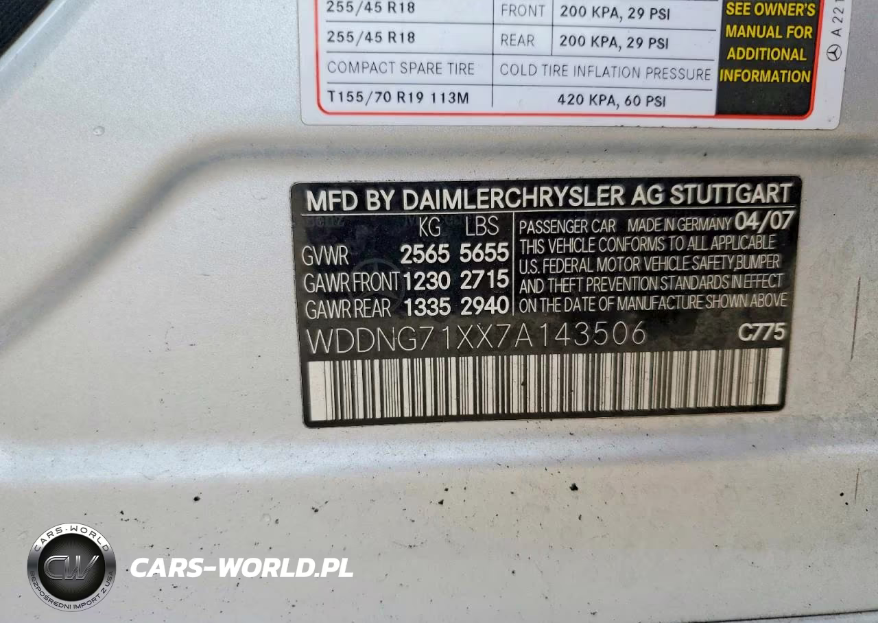 2007 Mercedes-Benz S 550 VIN:WDDNG71XX7A143506 - 12