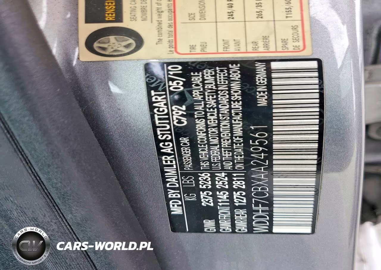 2010 Mercedes-Benz E 550 VIN:WDDHF7CBXAA249561 - 12