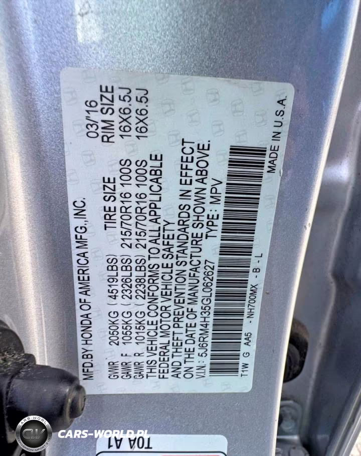 2016 Honda Cr-V Lx VIN:5J6RM4H35GL062627 - 11