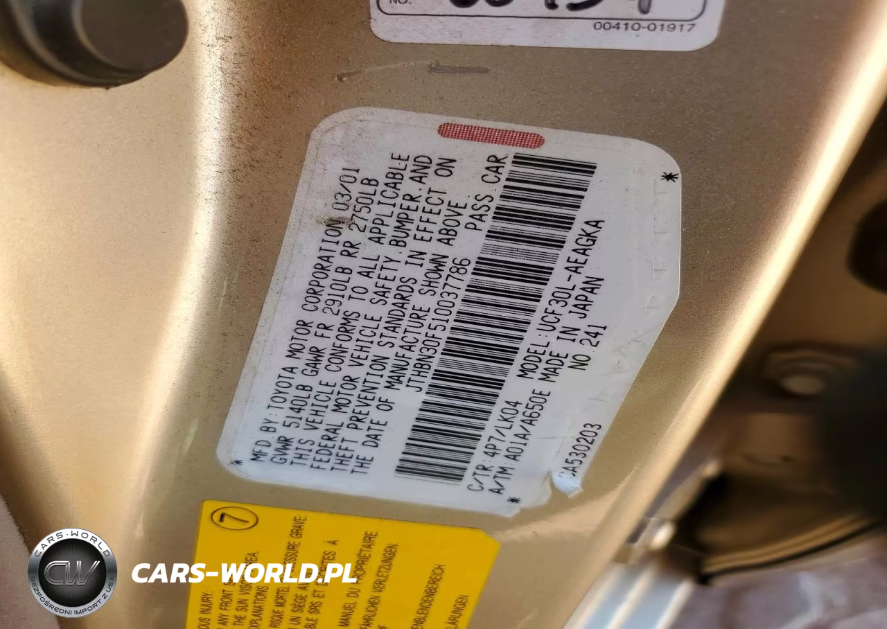 2001 Lexus Ls 430 VIN:JTHBN30F510037786 - 12