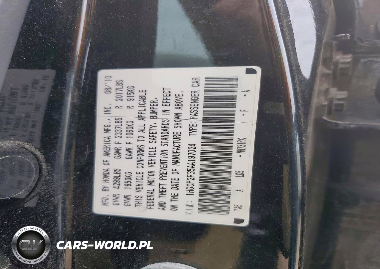 2010 Honda Accord Lx VIN:1HGCP2F35AA197024 - 12